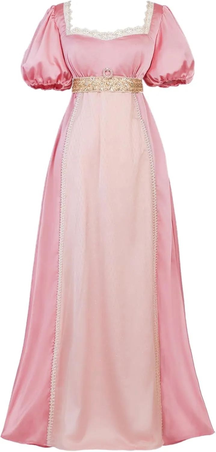 Regency Dresses for Women Pearls Lace Empire Waist Dress