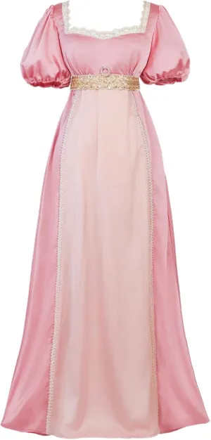 Regency Dresses for Women Pearls Lace Empire Waist Dress