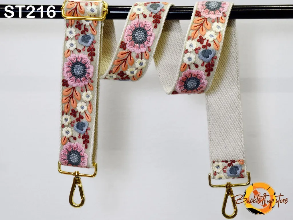 Replacement Handbag Strap  Gift for Friend Embroidered Camera Strap Crossbody Boho Strap for Purses Bag Embroidery Detachable Guitar Strap