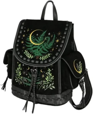 Restyle Herbal Backpack Witchy Stars Moon Fern Leaf Fairy Gothic Cottagecore