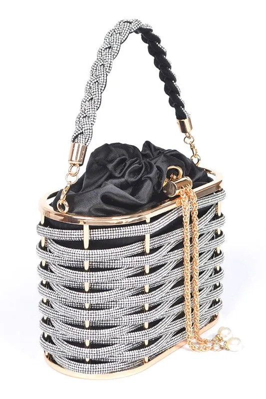 Rhinestone Box Clutch Bag