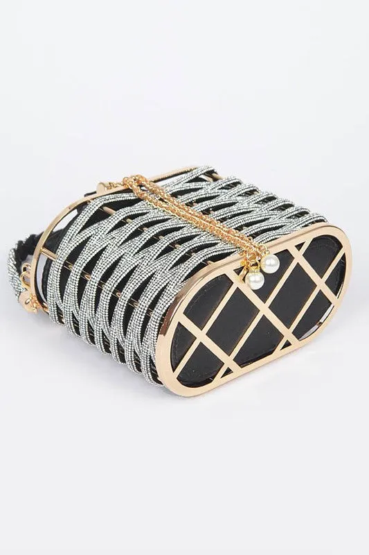 Rhinestone Box Clutch Bag