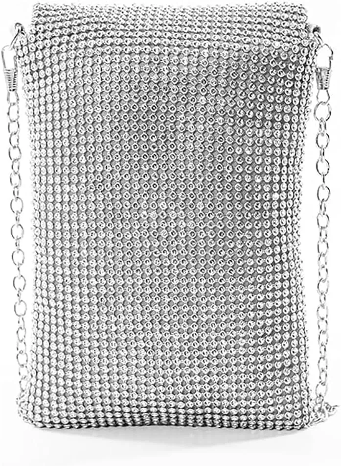 Rhinestone Crossbody Cell Phone Purse Wallet Clutch Crystal Evening Handbags Bling Shoulder Smart Phone Bag