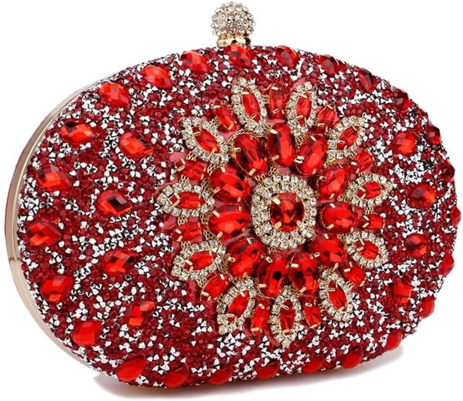 Rhinestone Evening Purses for Women Crystal Diamond Glitter Sparkly Handbag Elegant Shoulder Clutch