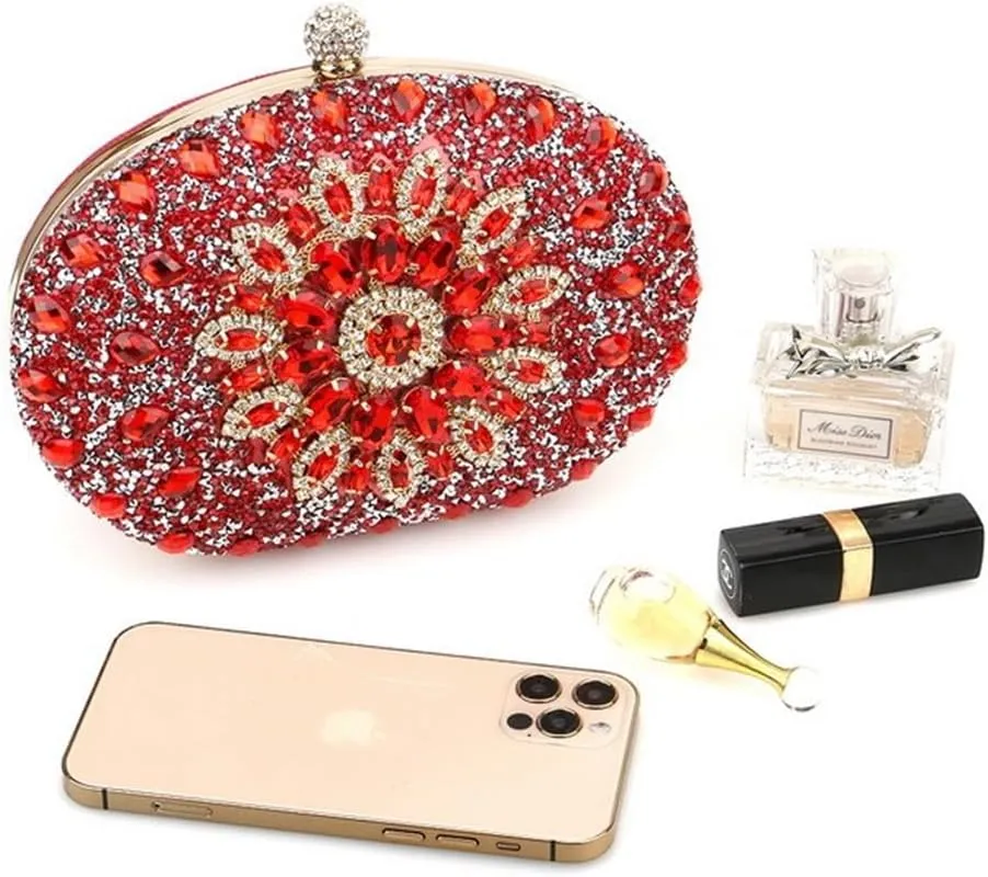 Rhinestone Evening Purses for Women Crystal Diamond Glitter Sparkly Handbag Elegant Shoulder Clutch