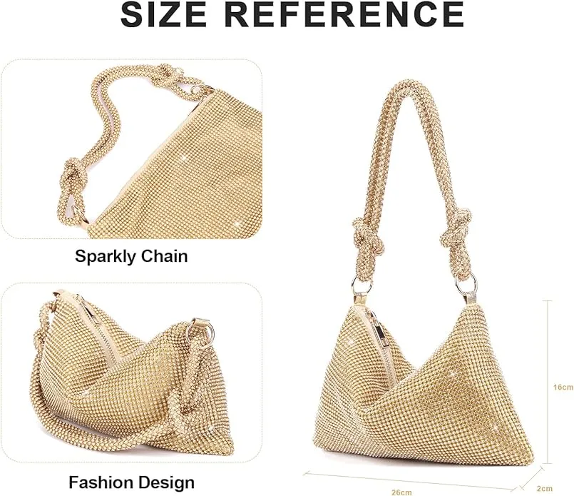 Rhinestone Purse Evening Bag - Gold