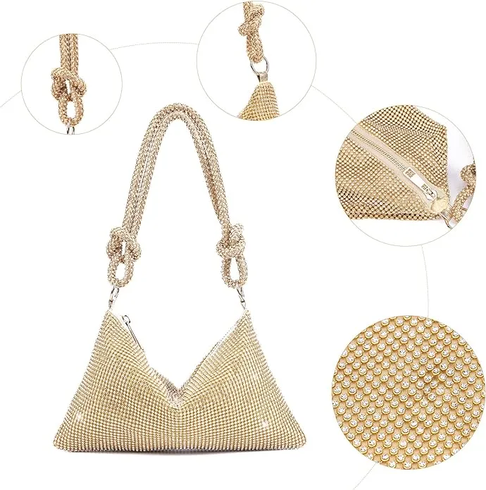 Rhinestone Purse Evening Bag - Gold