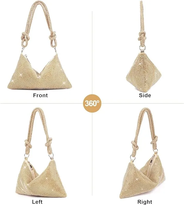 Rhinestone Purse Evening Bag - Gold