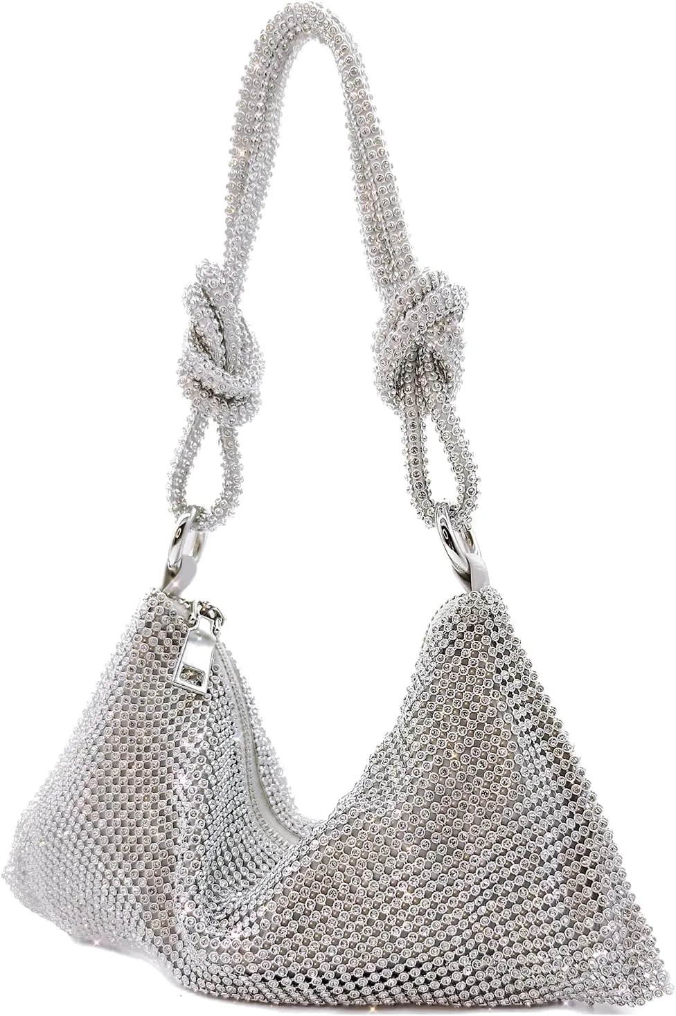 Rhinestone Purse Silver Sparkly Handbag Evening Glitter Clutch Bag for Women Shiny Bag for Wedding Prom and Party