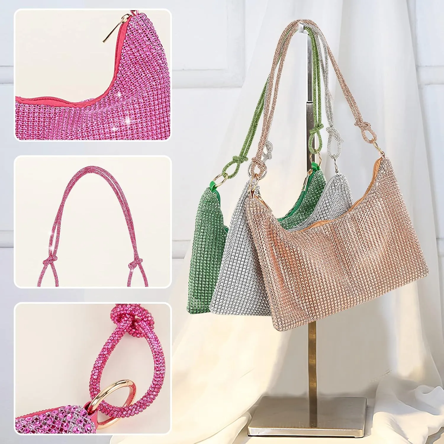 Rhinestone Purses for Women Crystal Clutch Bag Wedding Purse Bling Hobo Bag