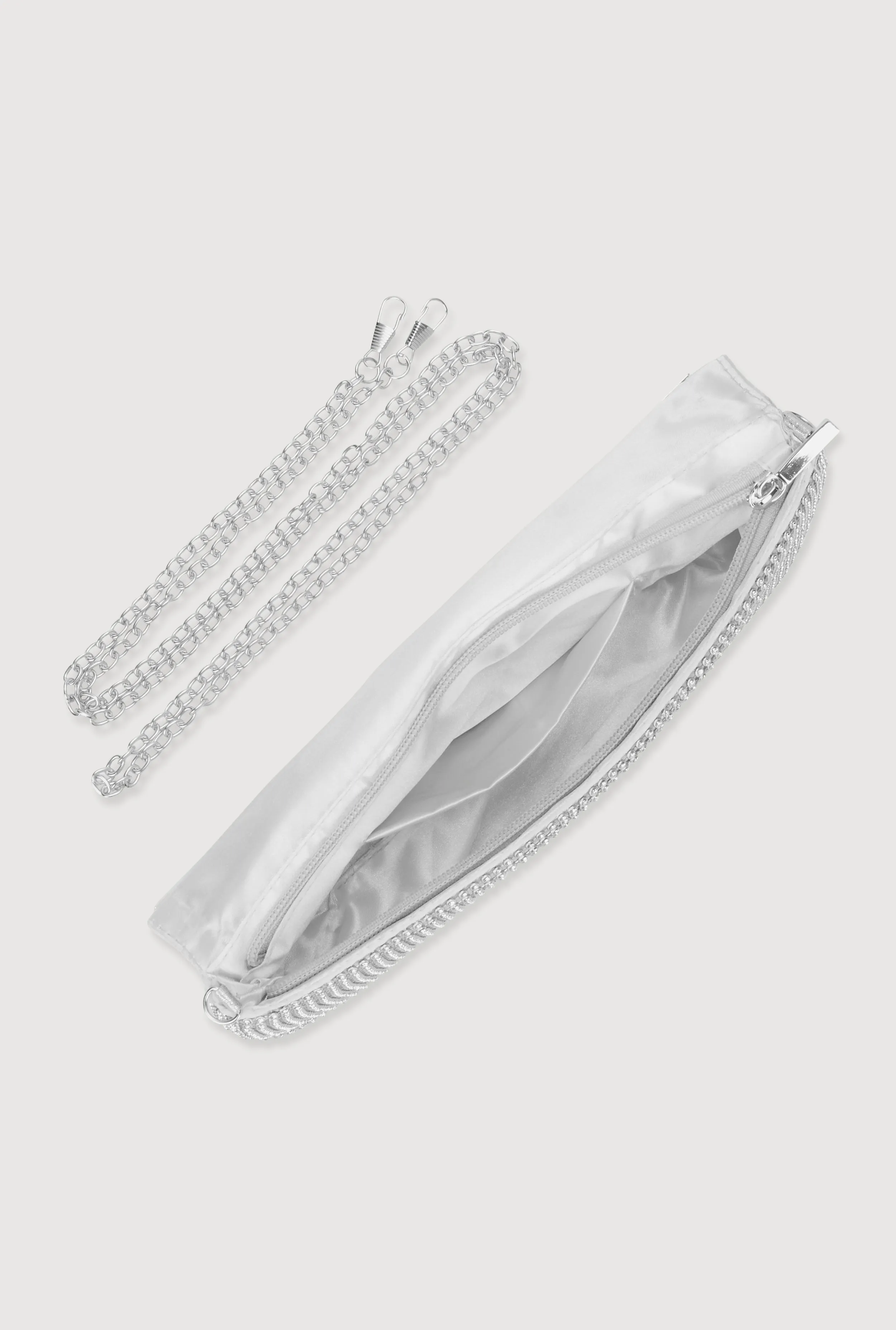Rhinestone Studded Satin Fold Over Clutch