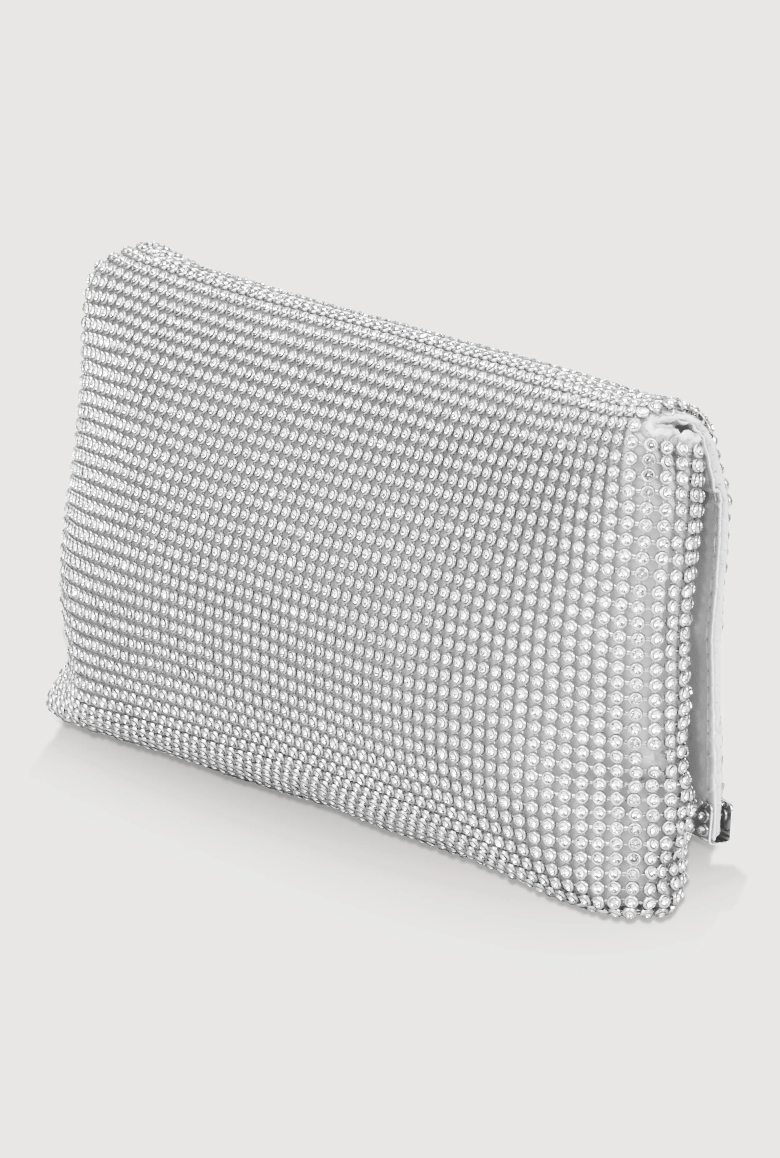Rhinestone Studded Satin Fold Over Clutch