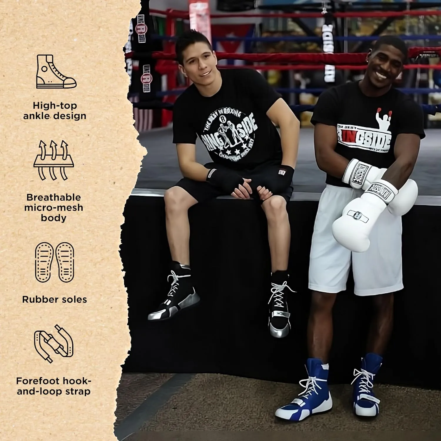 Ringside Apex Elite Boxing Shoes - Synthetic Leather High-Top Ankle Shoes for Men and Women, Boxing, Wrestling, Workout, Training, Competition, (2-13)