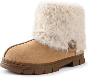 RockDove Women’s Drape Faux Fur Hardsole Bootie
