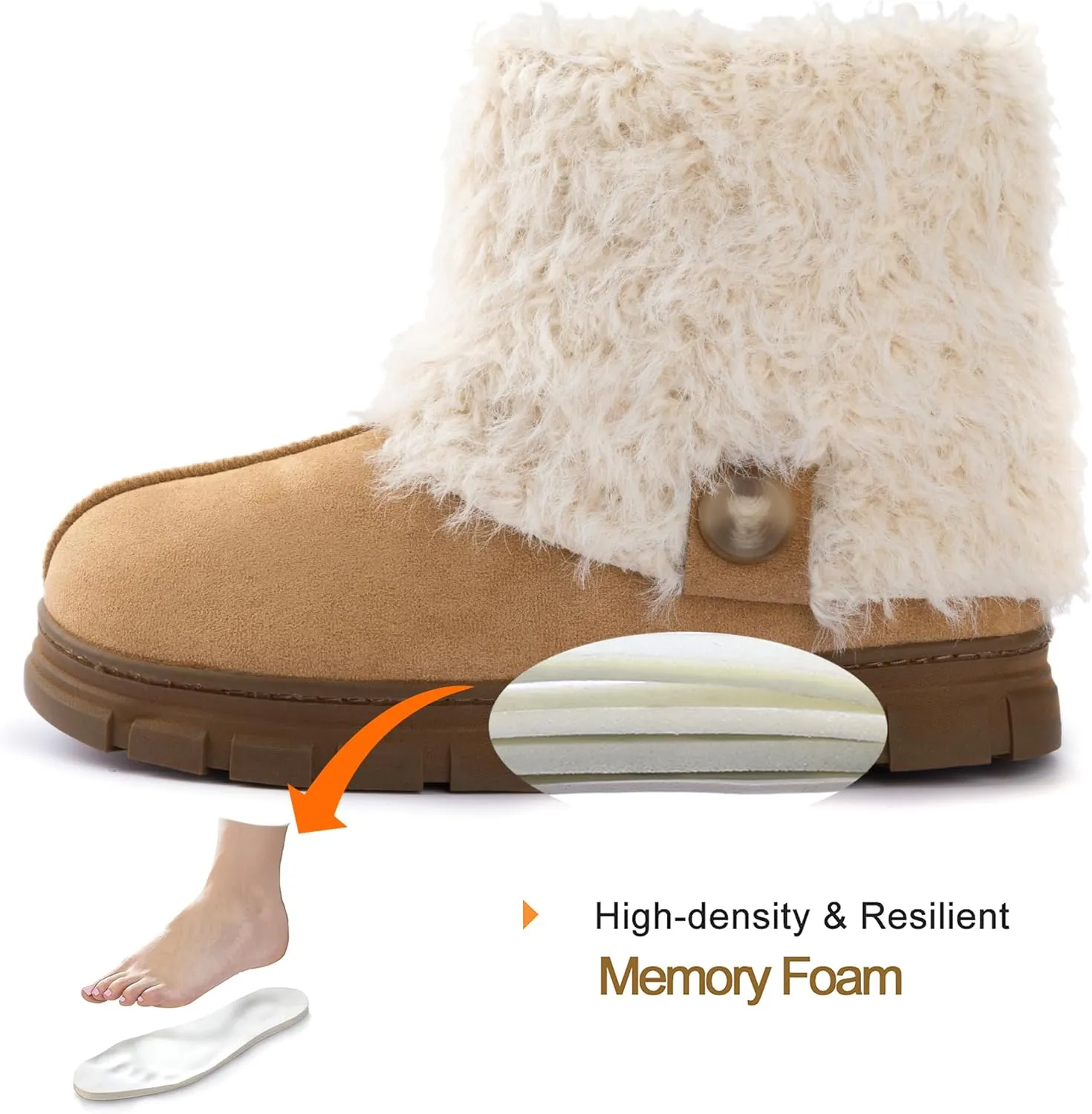 RockDove Women’s Drape Faux Fur Hardsole Bootie