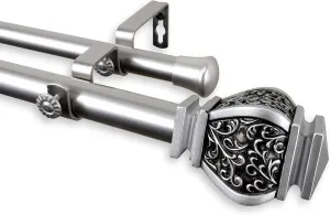 Rod Desyne 1" Jypsiere Double Curtain Rod, 120-170 inch, Satin Nickel