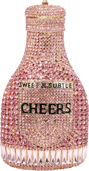 RomanticDesign Champagne Bottle Rhinestone Clutch for Women Glitter Crystal Evening Handbag Party Cocktail Wedding Purse