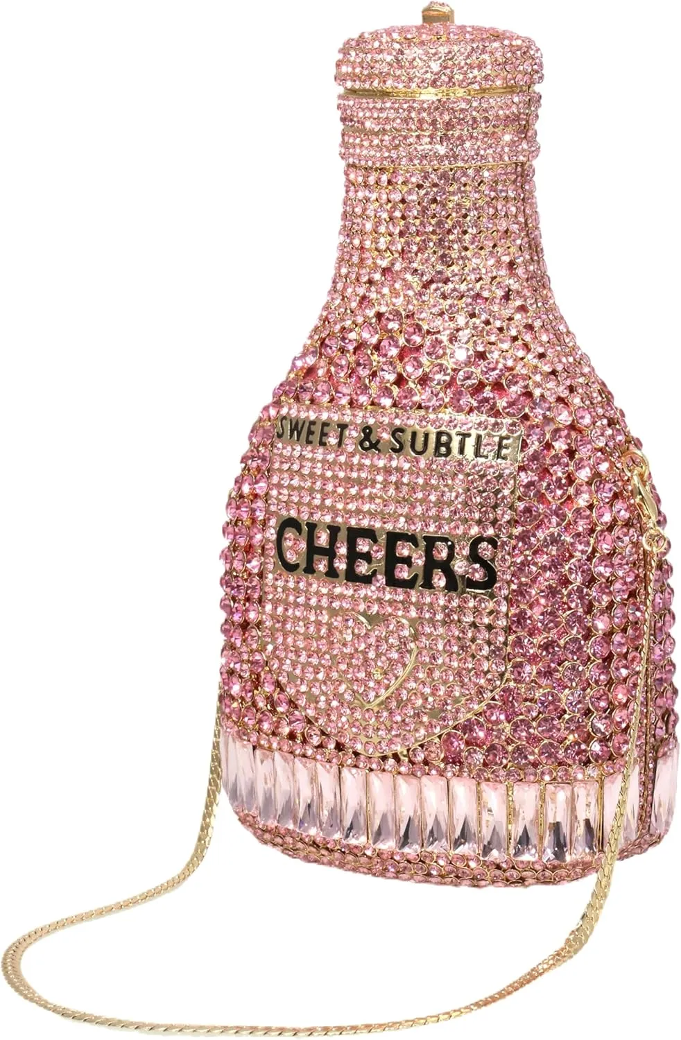 RomanticDesign Champagne Bottle Rhinestone Clutch for Women Glitter Crystal Evening Handbag Party Cocktail Wedding Purse
