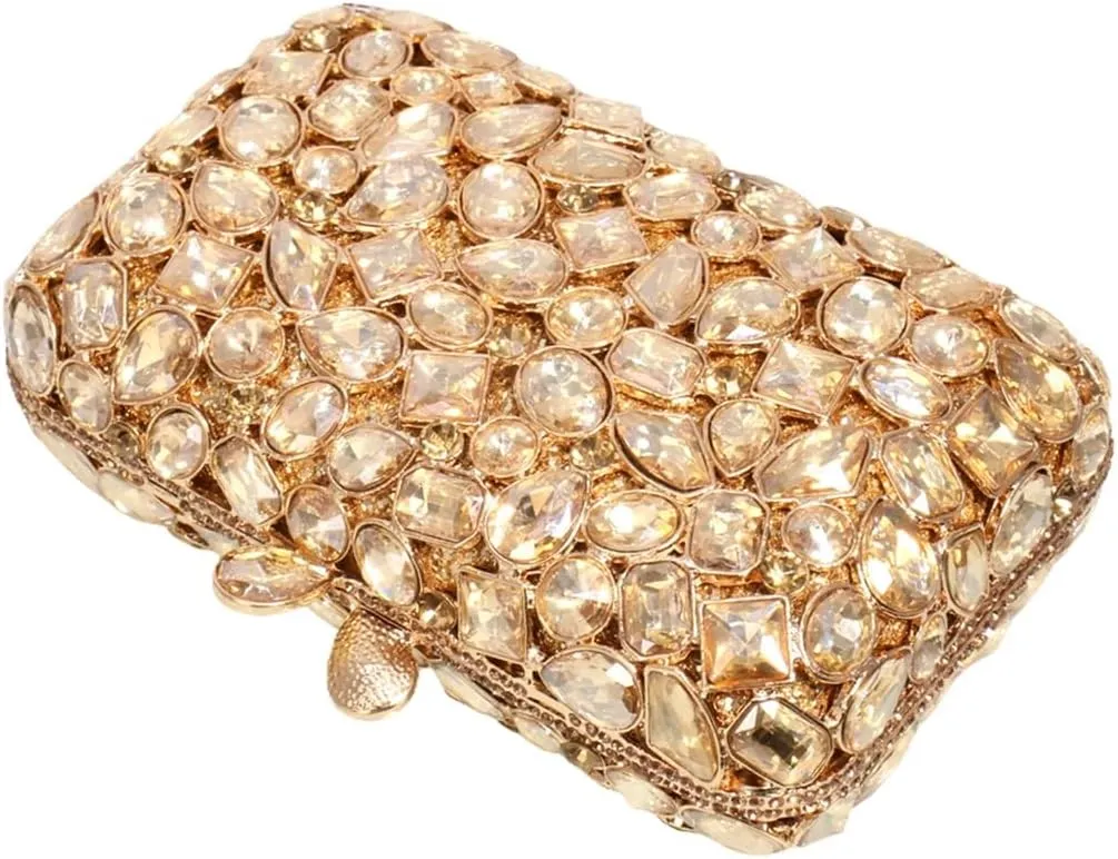 RomanticDesign Glitter Rhinestone Evening Clutch for Women Bling Glass Crystal Bridal Purse Cocktail Prom Party Handbag