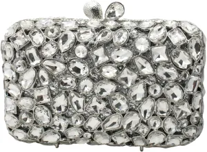 RomanticDesign Glitter Rhinestone Evening Clutch for Women Bling Glass Crystal Bridal Purse Cocktail Prom Party Handbag