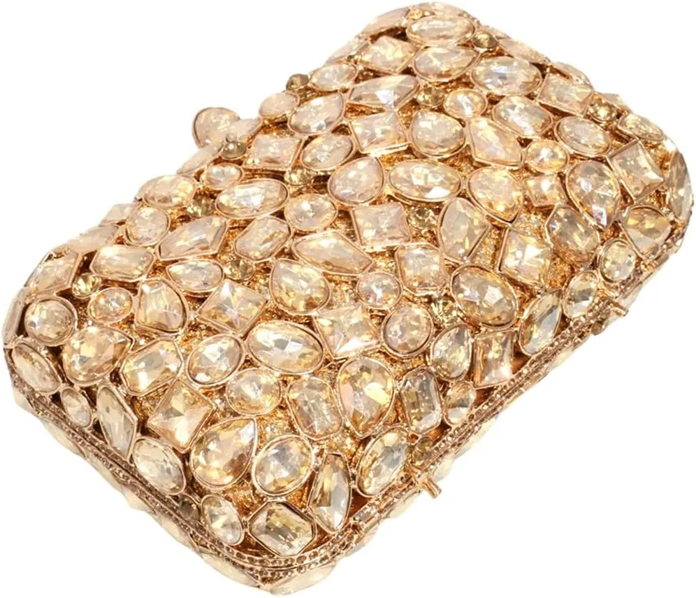 RomanticDesign Glitter Rhinestone Evening Clutch for Women Bling Glass Crystal Bridal Purse Cocktail Prom Party Handbag