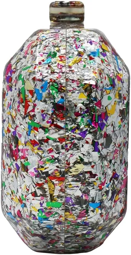 RomanticDesign Women Acrylic Evening Handbag Glitter Marble Clutch Purse Chain Crossbody Bag for Wedding Cocktail Banquet