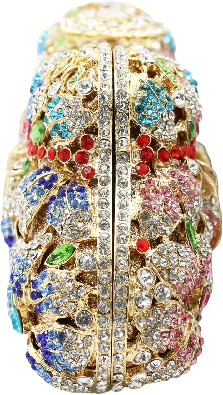 RomanticDesign Women Floral Evening Clutch Elegant Glitter Rhinestone Wedding Bridal Purse Handbag Party Prom Banquet Handbag