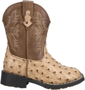 ROPER Toddler Boys Jed Faux Ostrich Print Embroidered Square Toe Casual Boots Mid Calf - Beige, Brown