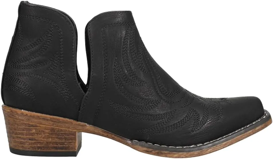 ROPER Womens Ava Embroidered Snip Toe Casual Boots Ankle Low Heel 1-2" - Black - Size 6 M