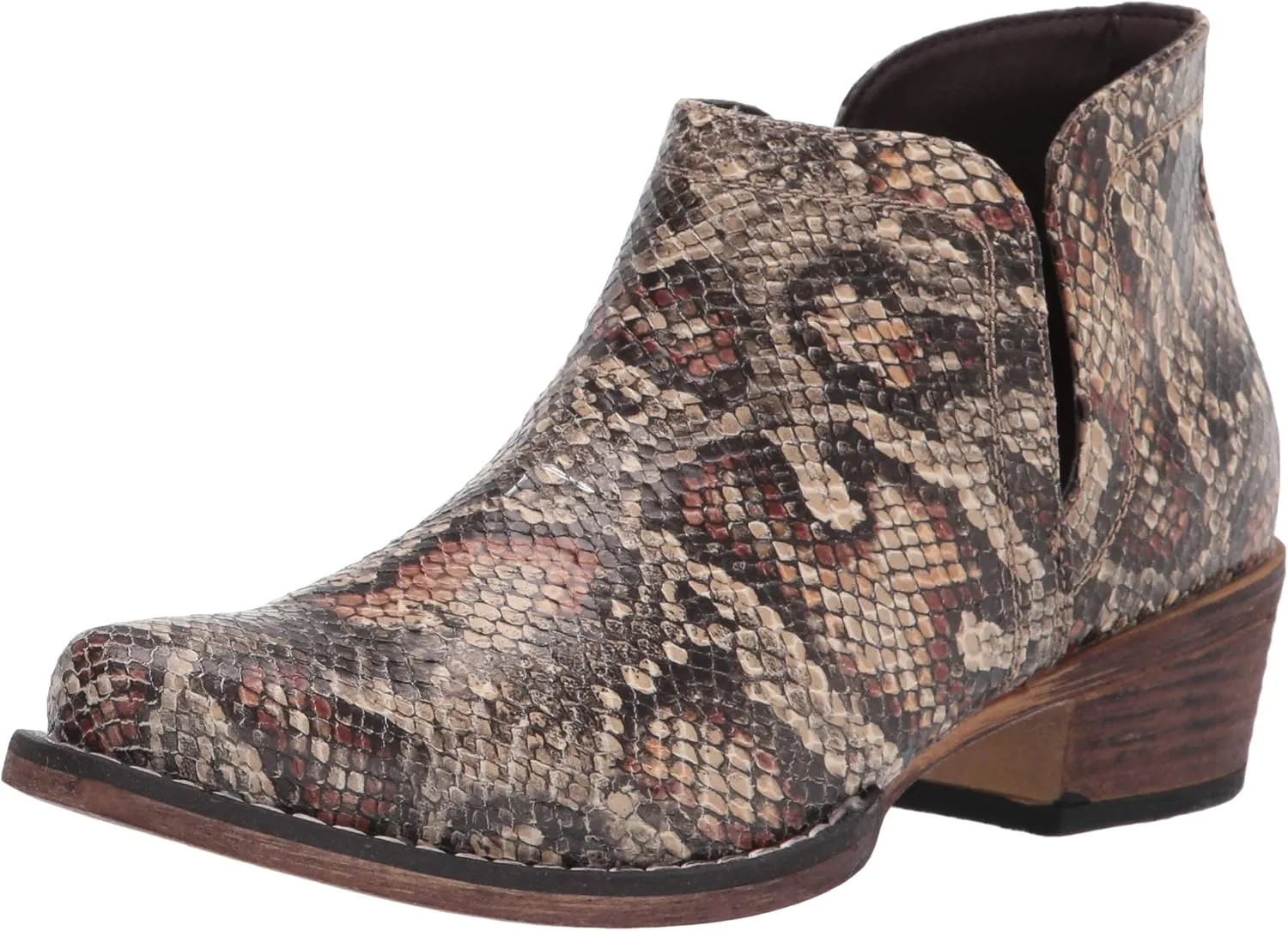 ROPER Womens Ava Embroidered Snip Toe Casual Boots Ankle Low Heel 1-2" - Brown