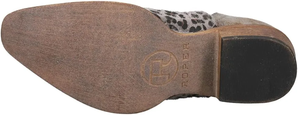 ROPER Womens Ava Embroidered Snip Toe Casual Boots Ankle Low Heel 1-2" - Brown