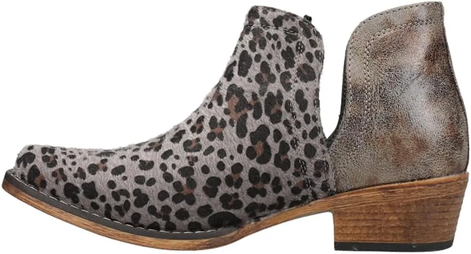 ROPER Womens Ava Embroidered Snip Toe Casual Boots Ankle Low Heel 1-2" - Brown