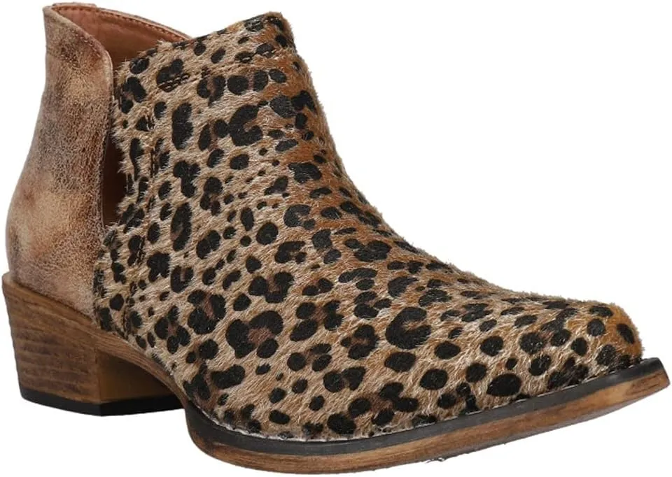 ROPER Womens Ava Embroidered Snip Toe Casual Boots Ankle Low Heel 1-2" - Brown