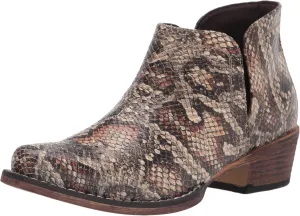 ROPER Womens Ava Embroidered Snip Toe Casual Boots Ankle Low Heel 1-2" - Brown