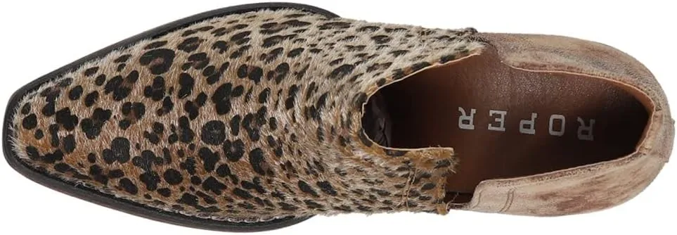 ROPER Womens Ava Embroidered Snip Toe Casual Boots Ankle Low Heel 1-2" - Brown