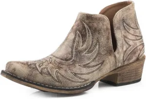 ROPER Womens Ava Embroidered Snip Toe Casual Boots Ankle Low Heel 1-2" - Grey