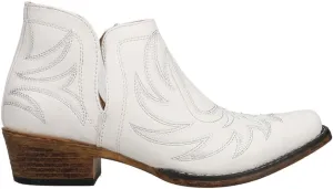 ROPER Womens Ava Embroidered Snip Toe Casual Boots Ankle Low Heel 1-2" - White