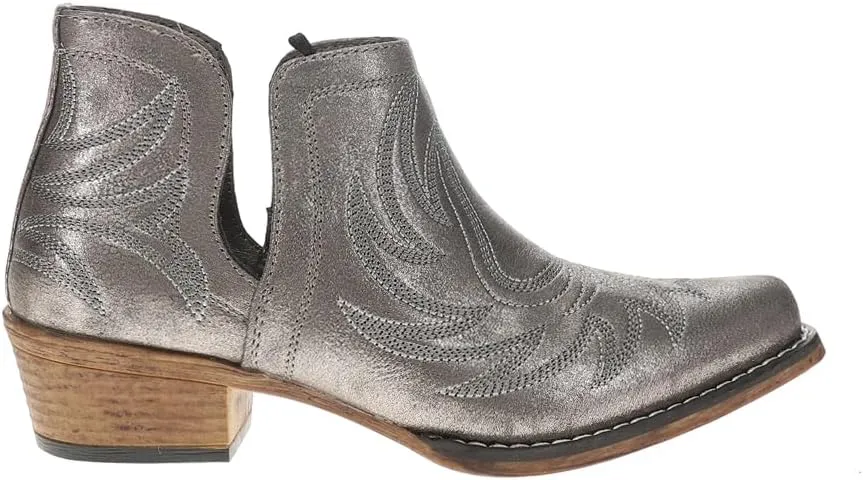 ROPER Womens Ava Metallic Embroidered Snip Toe Casual Boots Ankle Low Heel 1-2" - Silver