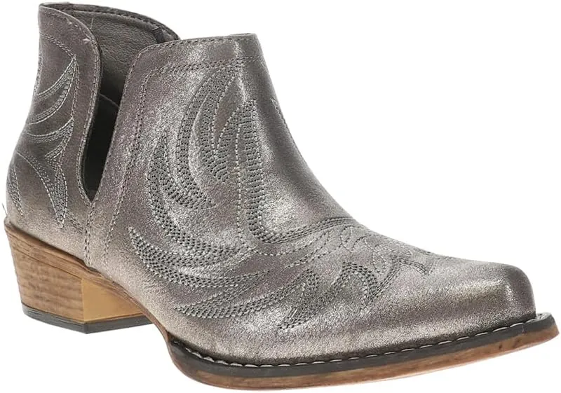 ROPER Womens Ava Metallic Embroidered Snip Toe Casual Boots Ankle Low Heel 1-2" - Silver
