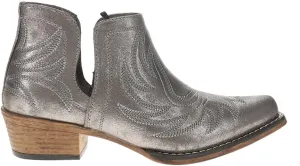 ROPER Womens Ava Metallic Embroidered Snip Toe Casual Boots Ankle Low Heel 1-2" - Silver