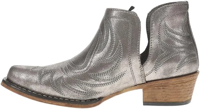 ROPER Womens Ava Metallic Embroidered Snip Toe Casual Boots Ankle Low Heel 1-2" - Silver