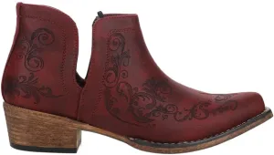 ROPER Womens Ava Paisley Embossed Snip Toe Casual Boots Ankle Low Heel 1-2" - Red