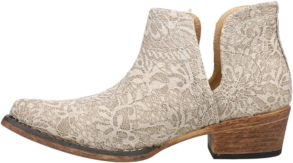 ROPER Womens Ava Southwest Embroidered Snip Toe Casual Boots Ankle Low Heel 1-2" - Brown