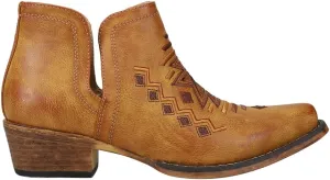 ROPER Womens Ava Southwest Embroidered Snip Toe Casual Boots Ankle Low Heel 1-2" - Brown