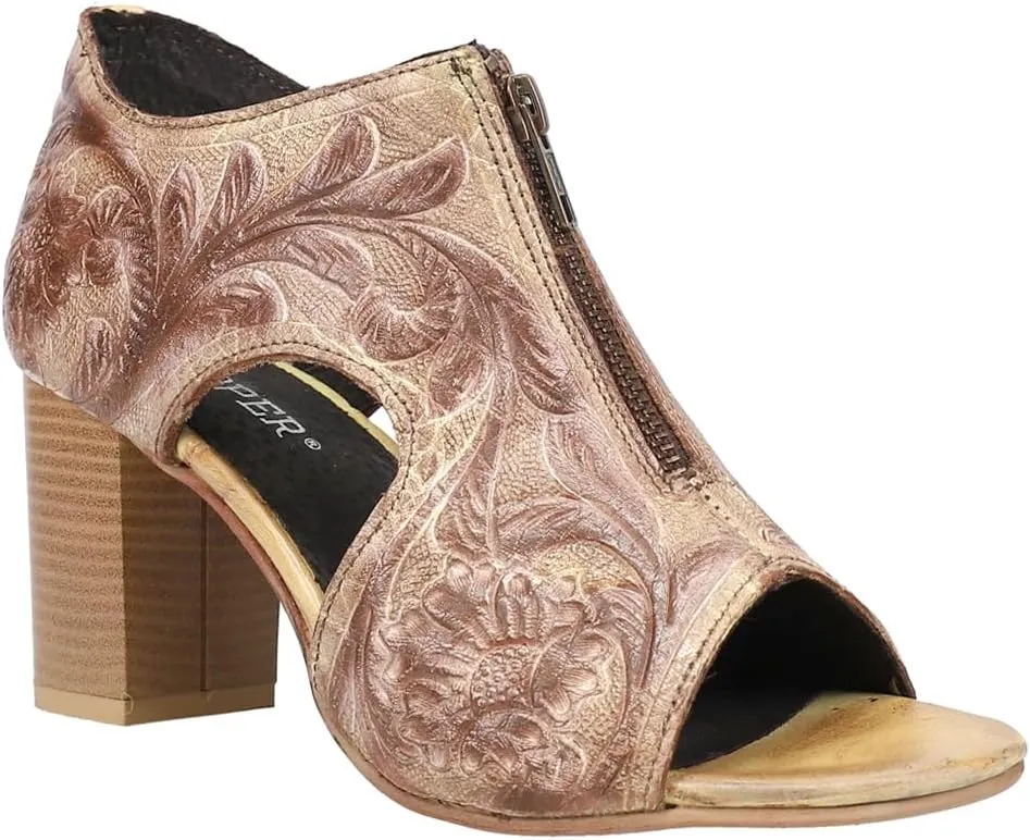 ROPER Women's Mika Embossed Open Toe Shooties Moccasin
