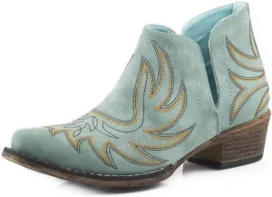 ROPER Womens Riley Shorty Embroidered Snip Toe Casual Boots Ankle Low Heel 1-2" - Black