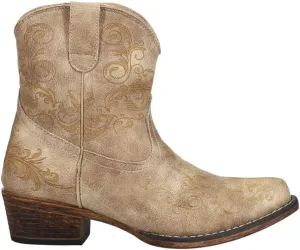 ROPER Womens Short Stuff Embossed Snip Toe Casual Boots Ankle Low Heel 1-2" - Brown - Size 7 B