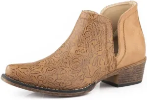 Roper Women's Tan Floral Embossed Bootie Tan 8.5 M