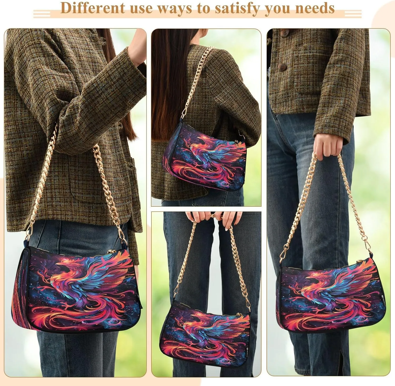 Rose Gold Glitter Shoulder Purse, Small Purses for Women Trendy