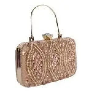 Rose Gold Luxe Embellished Clutch – Diamond Elegance